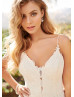 Beaded Spaghetti Straps Ivory Lace Tulle Wedding Dress